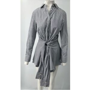 Derek Lam 10 Crosby Blue/White Striped Belted Mini Shirt Dress sz 8